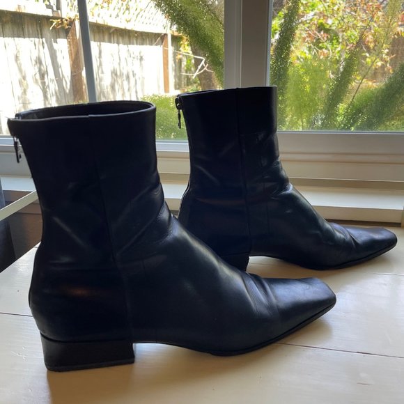 Women's Prada Black Short Boot Size 7 1 1/4 inch Heel - Picture 7 of 12